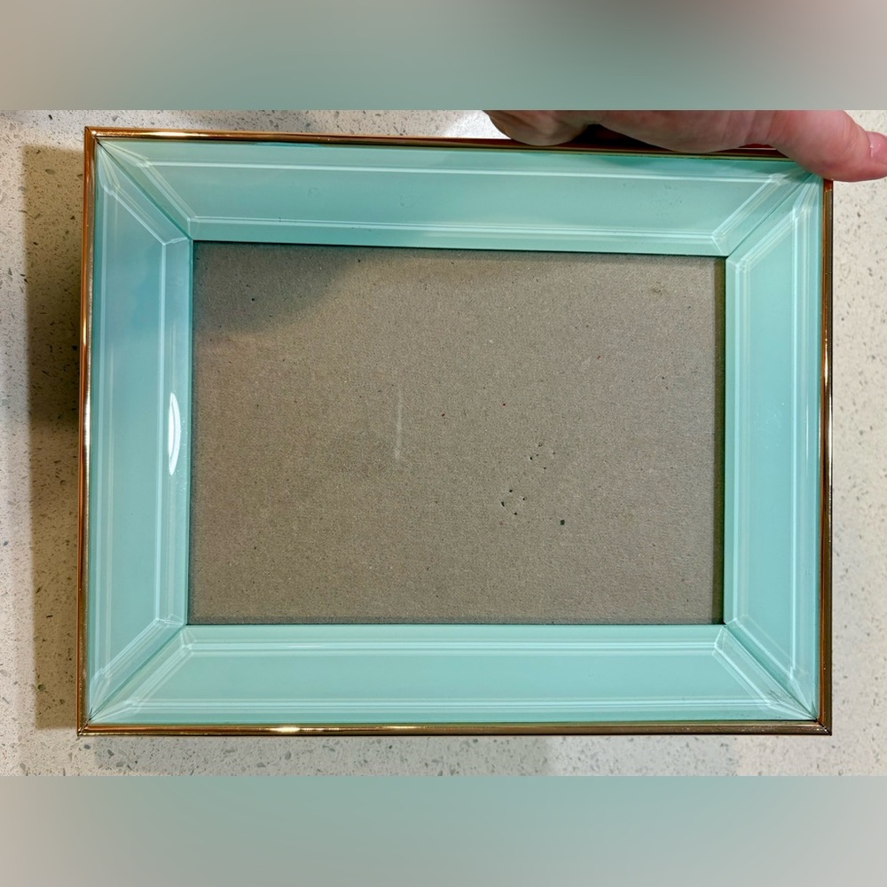 RARE! kate spade Lenox Rutherford Circle Beveled Teal Glass 5x7 Picture Frame